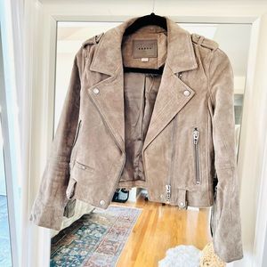 Suede moto jacket, size XS, color: sand stone, brand: BLANKNYC.
